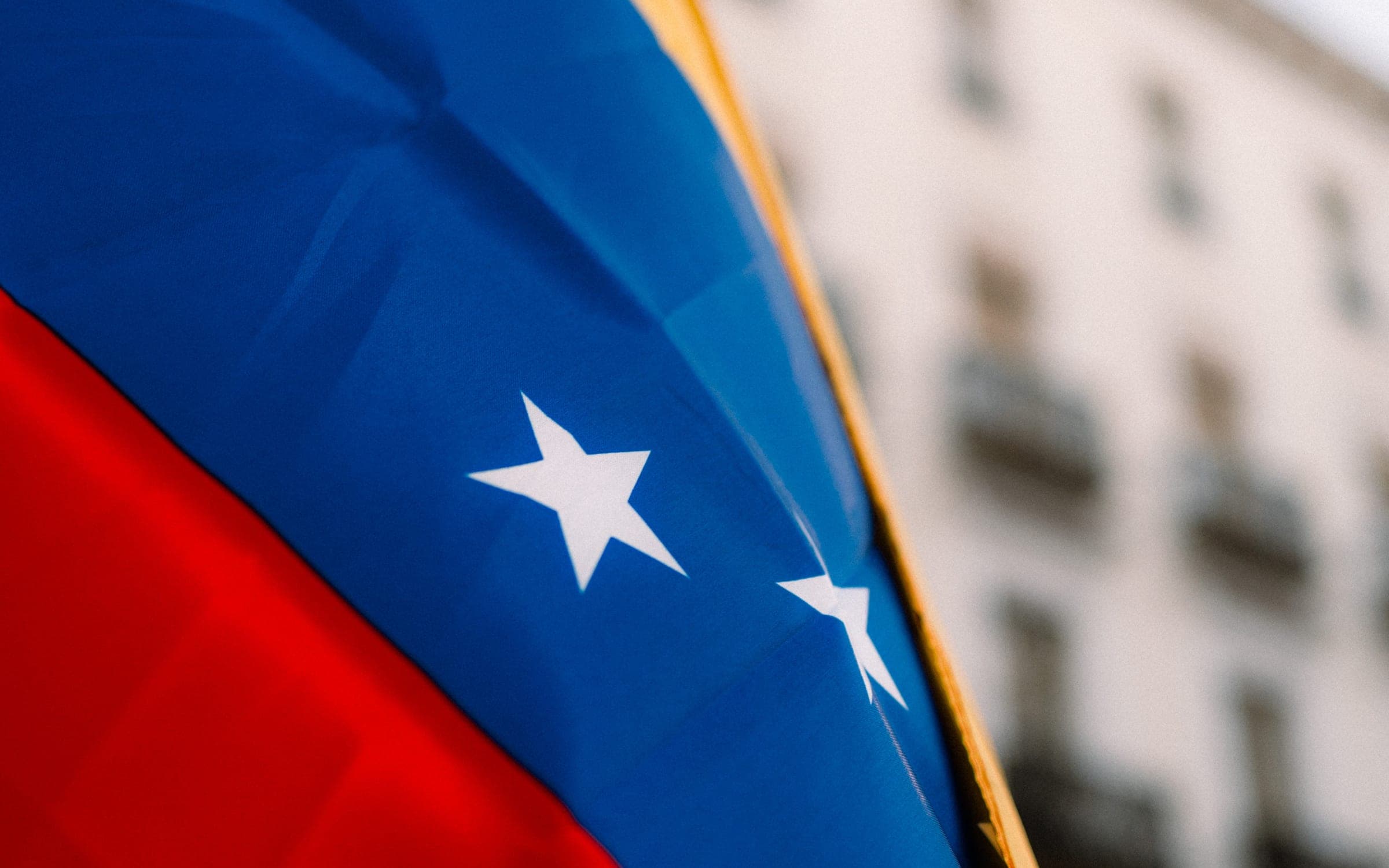 Chile flag and the city behind